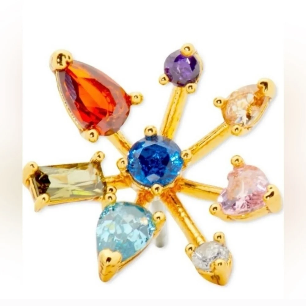 🌈▪️KATE SPADE▪️ Firework Floral Gold Multi-Color Stud Earrings